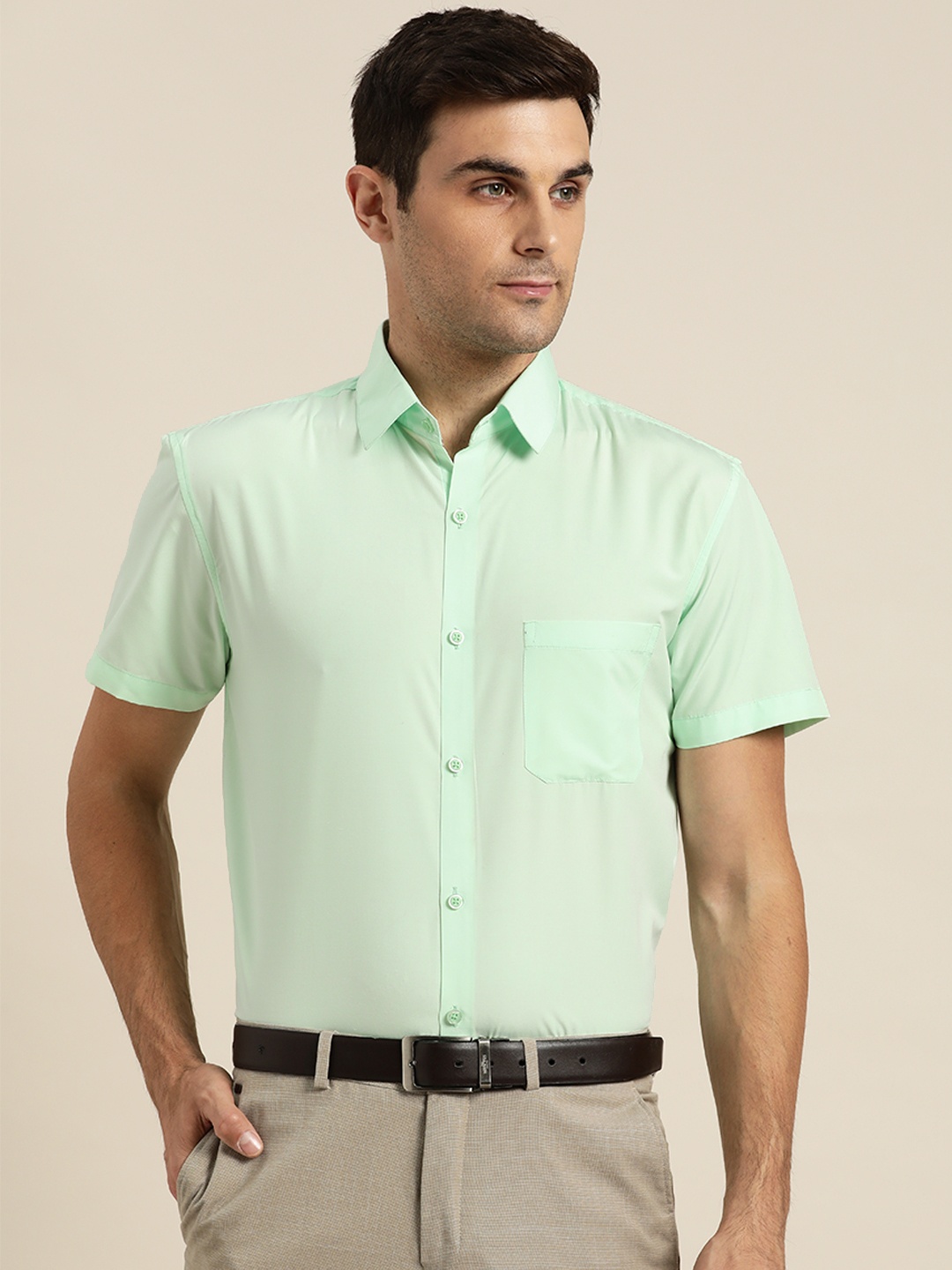 

SOJANYA Men Green Classic Regular Fit Solid Formal Shirt