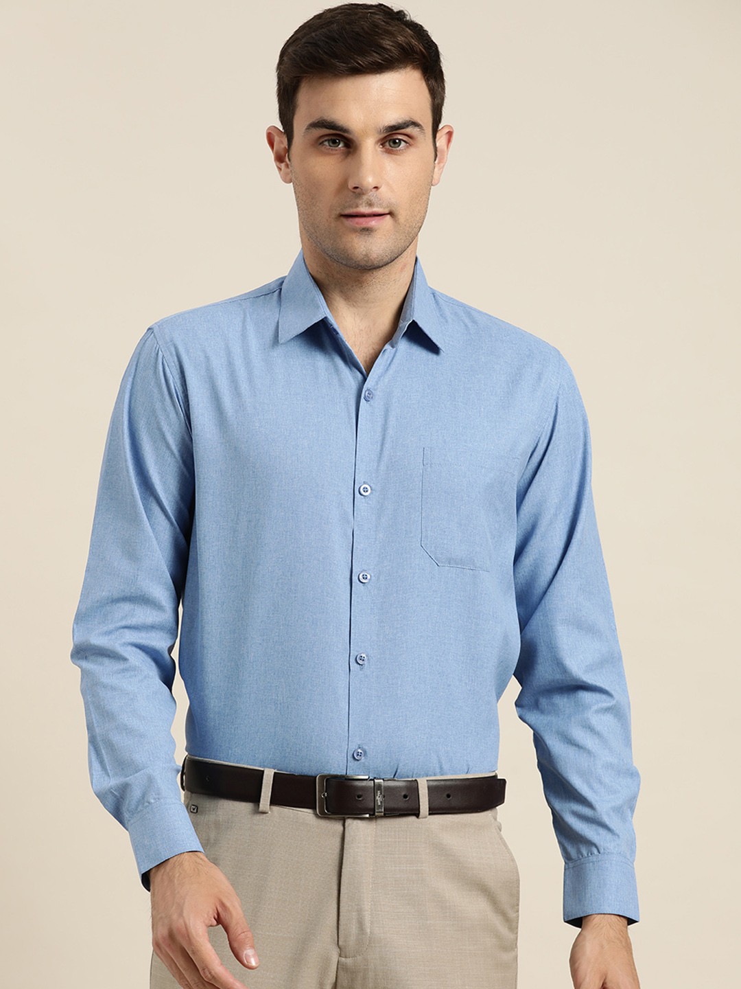 

SOJANYA Men Blue Cotton Classic Regular Fit Solid Formal Shirt