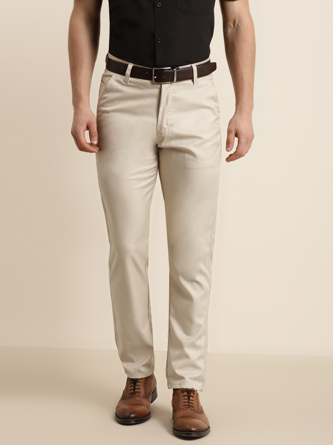 

SOJANYA Men Beige Smart Straight Fit Solid Regular Trousers