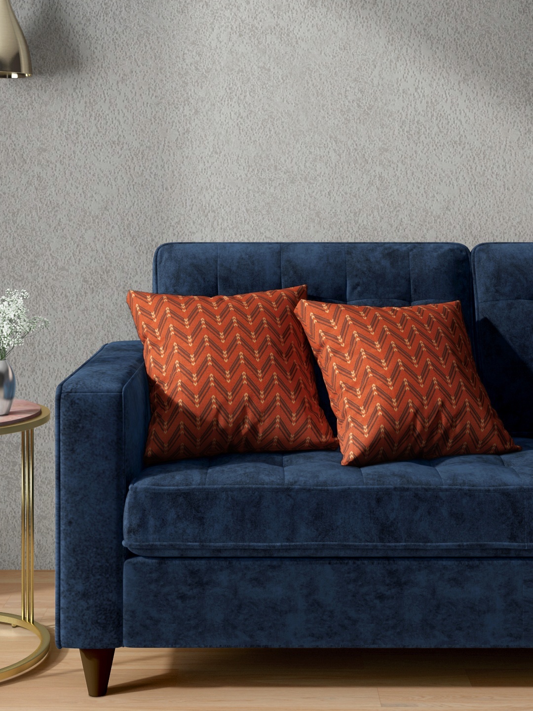 

Aura Set of 2 Rust Orange & Brown Geometric Square Cushion Covers