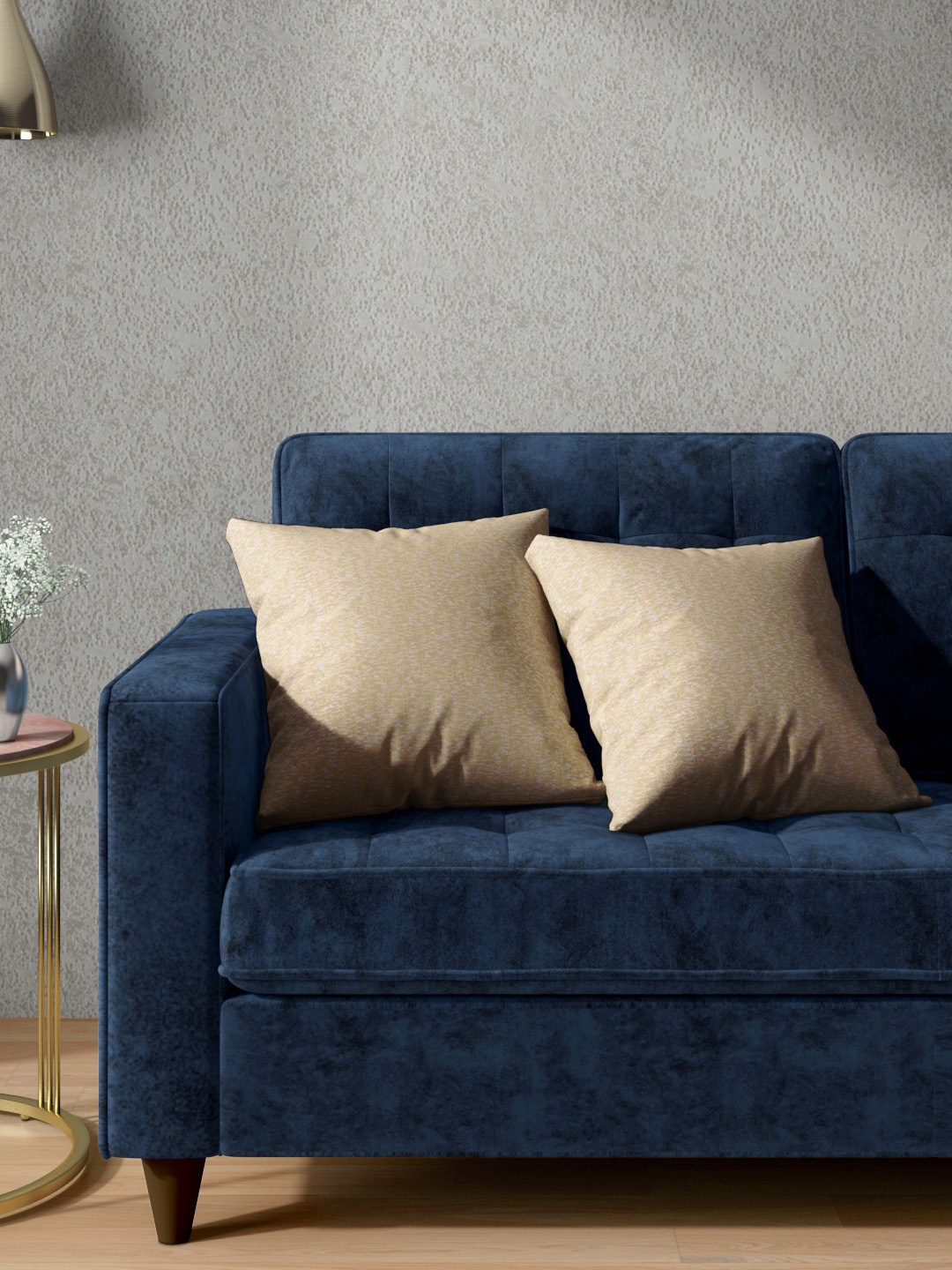 

Aura Gold-Toned & White Set of 2 Abstract Patterned Square Cushion Covers