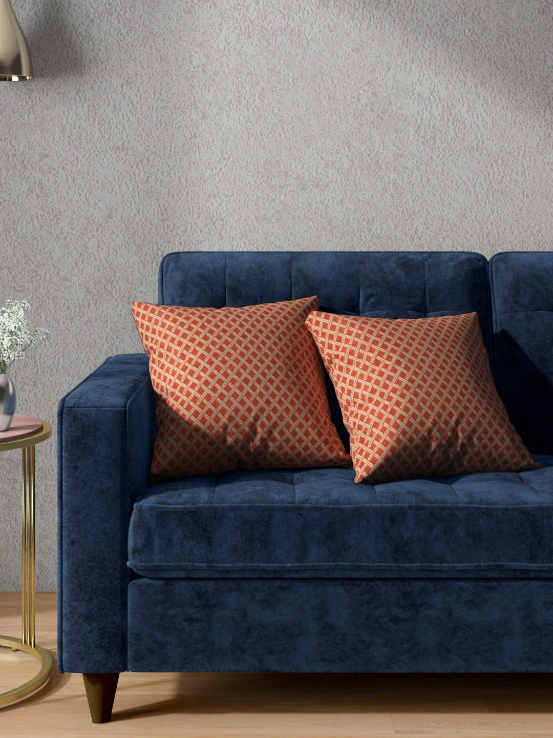 

Aura Beige & Orange Set of 2 Geometric Square Cushion Covers