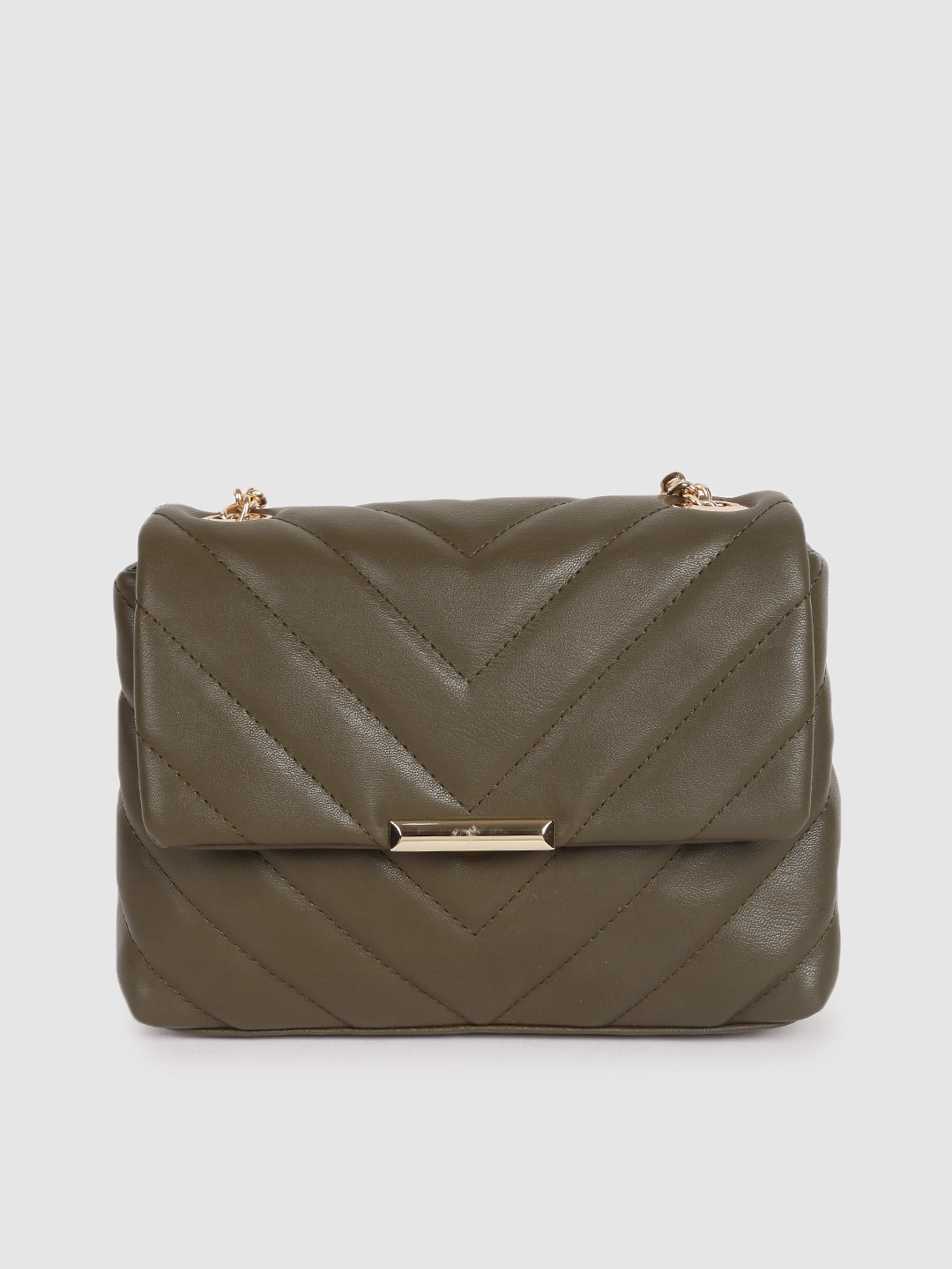 

Accessorize Olive Green Textured MIA Quilted Sling Bag