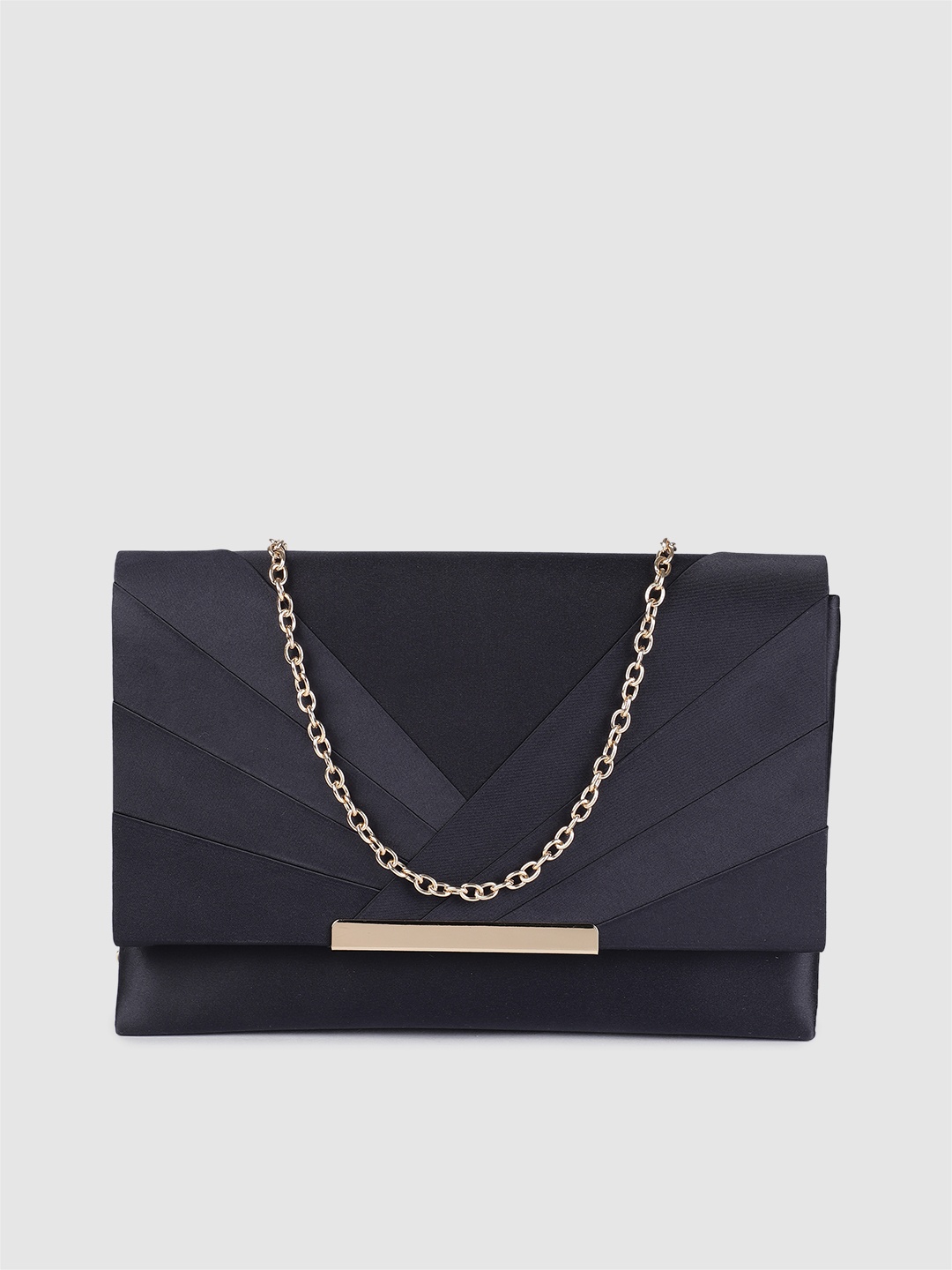 

Accessorize Navy Blue Solid Satin Clutch