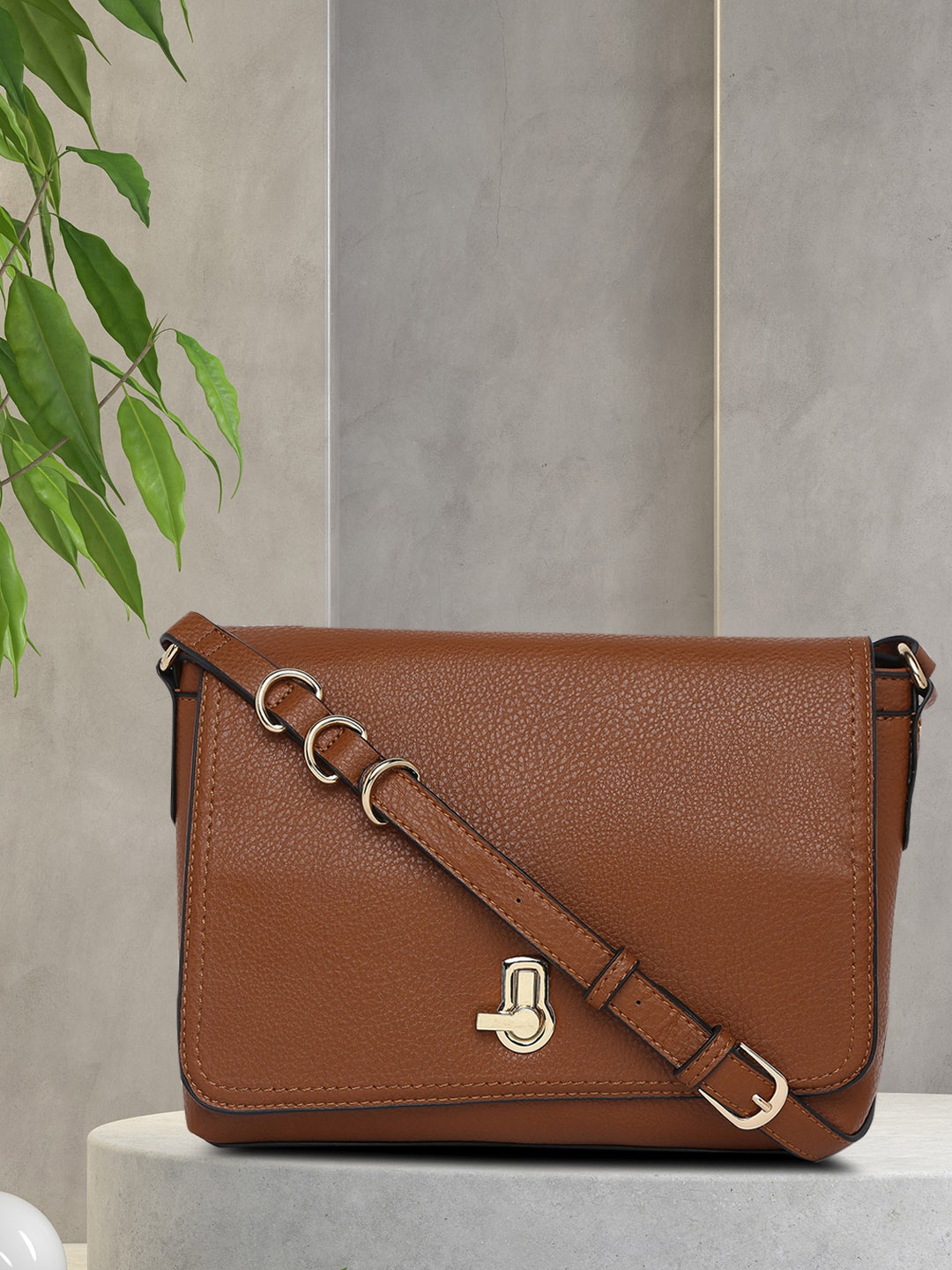 

Accessorize Tan Brown Solid AVA Sling Bag