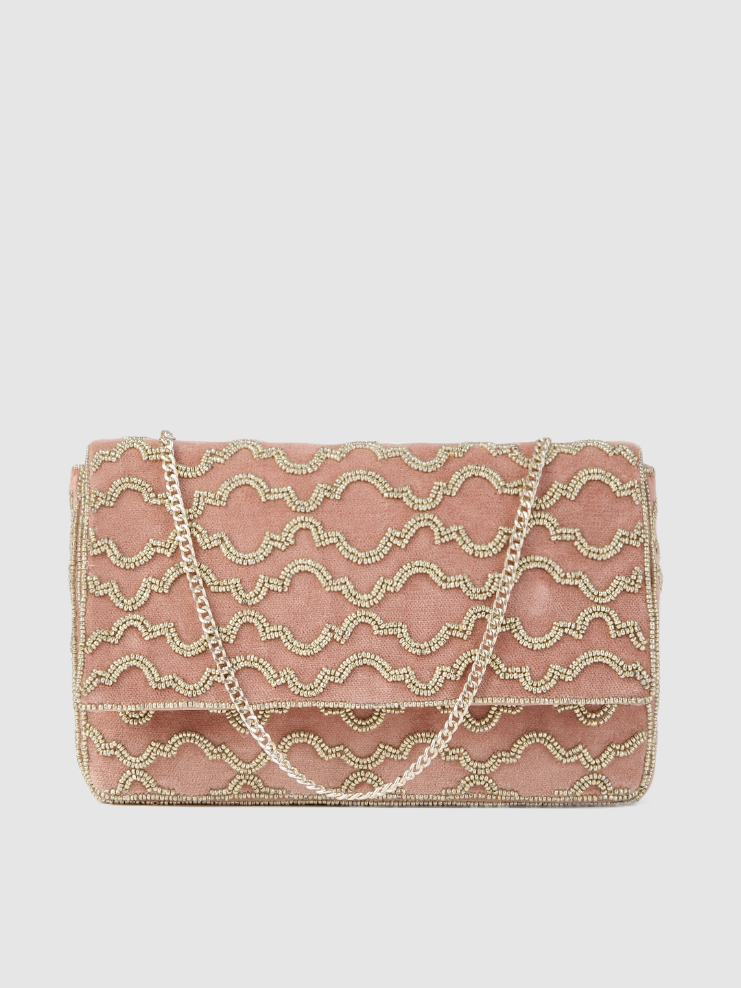 

Accessorize London Women Faux Leather Grecian Tile Velvet Clutch, Pink