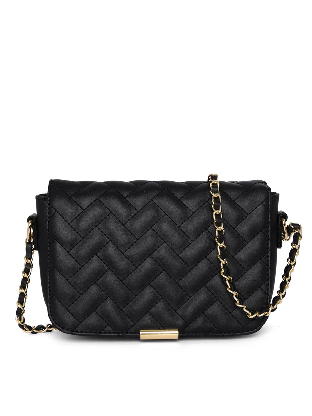 

Accessorize London Women Faux Leather Quinn Quilted Chain Sling Bag, Black