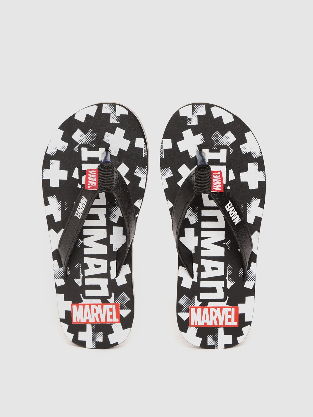 

toothless Boys Black & White Marvel Avengers Ironman Print Thong Flip-Flops