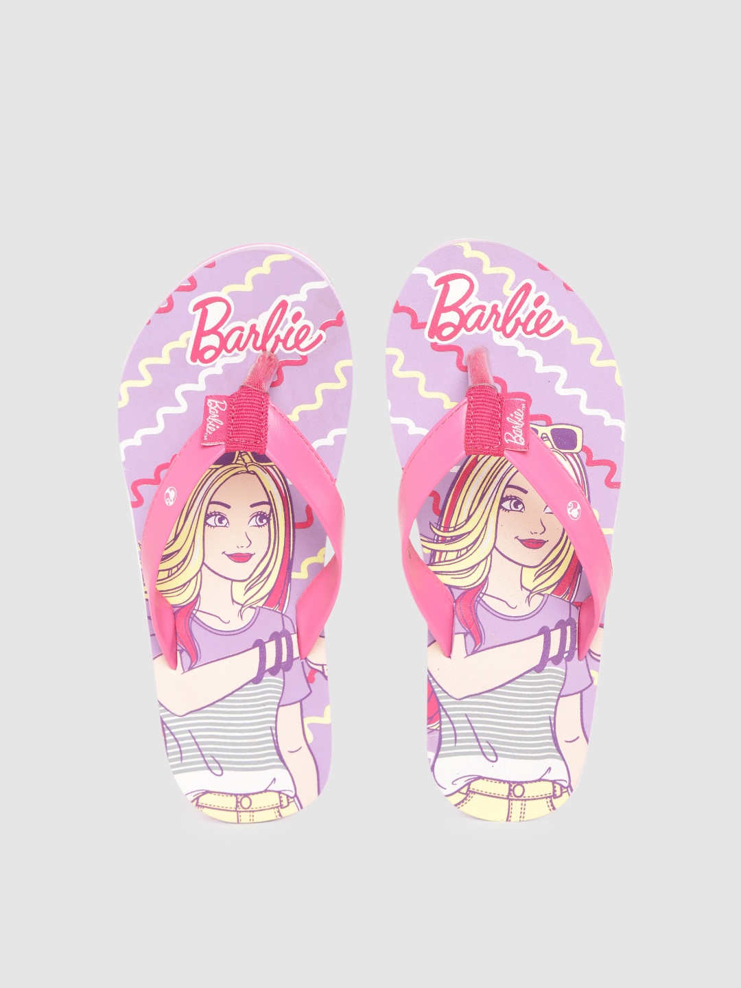 

toothless Girls Lavender & Pink Barbie Printed Thong Flip-Flops