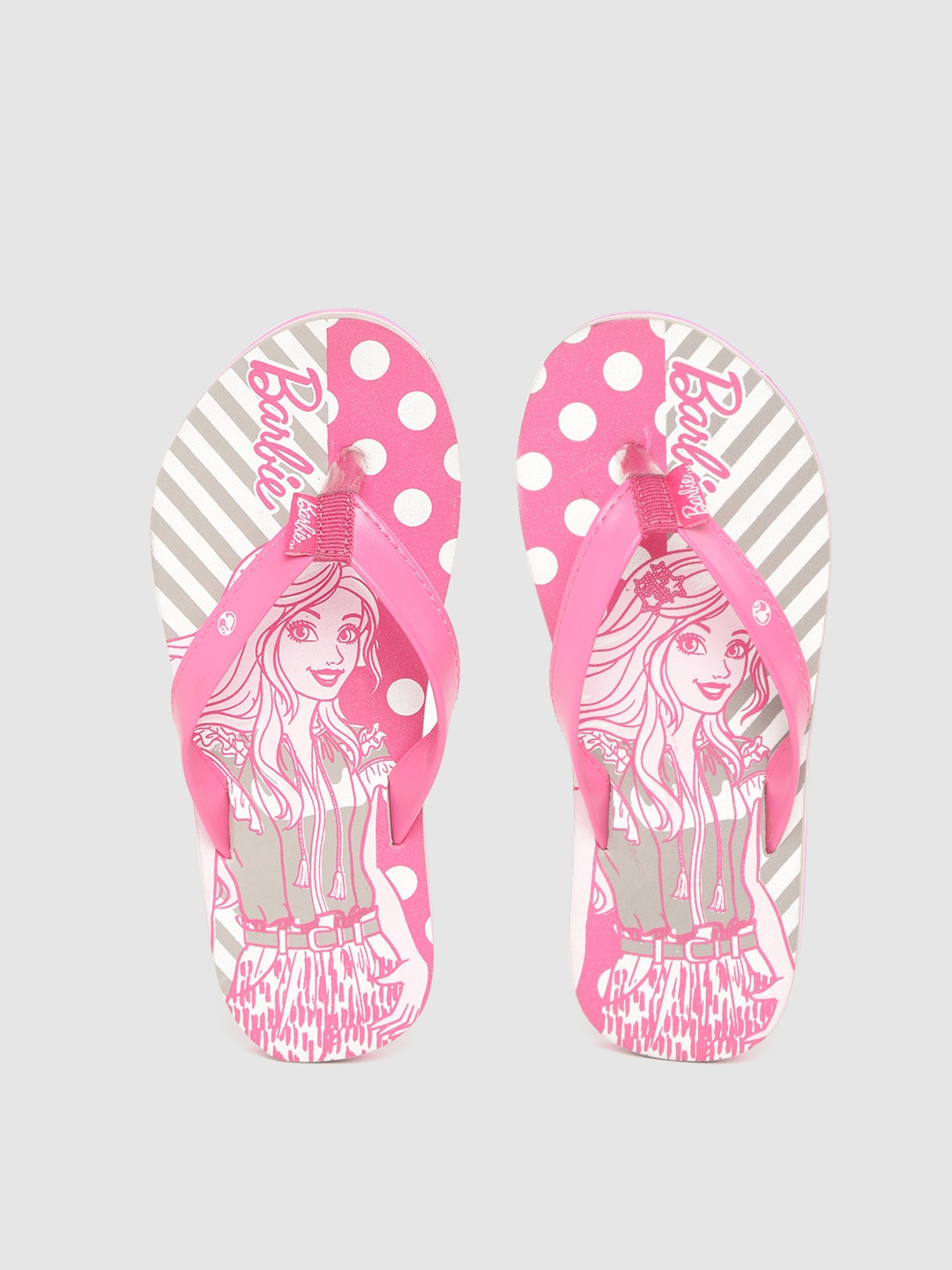 

toothless Girls Pink & White Barbie Printed Thong Flip-Flops