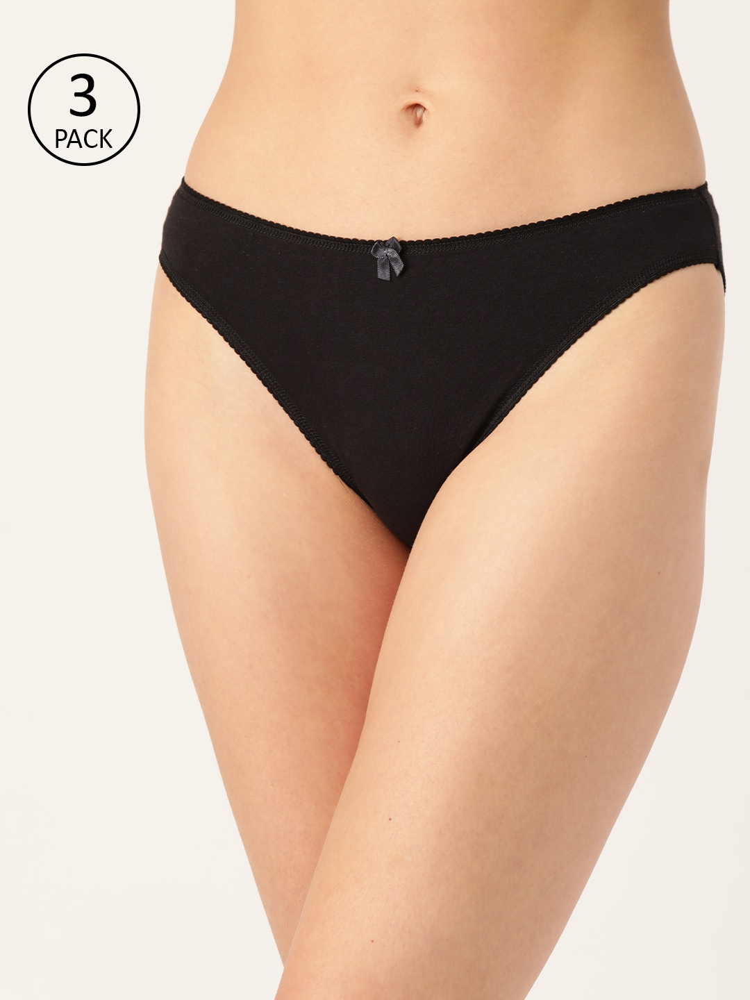 

Leading Lady Women Pack of 3 Solid High-Rise Bikini Briefs, Black