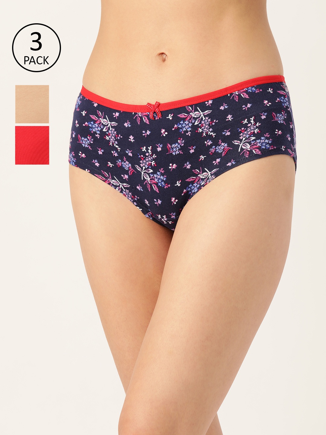 

Leading Lady Women Pack of 3 Mid-Rise Hipster Briefs L-286-3, Red