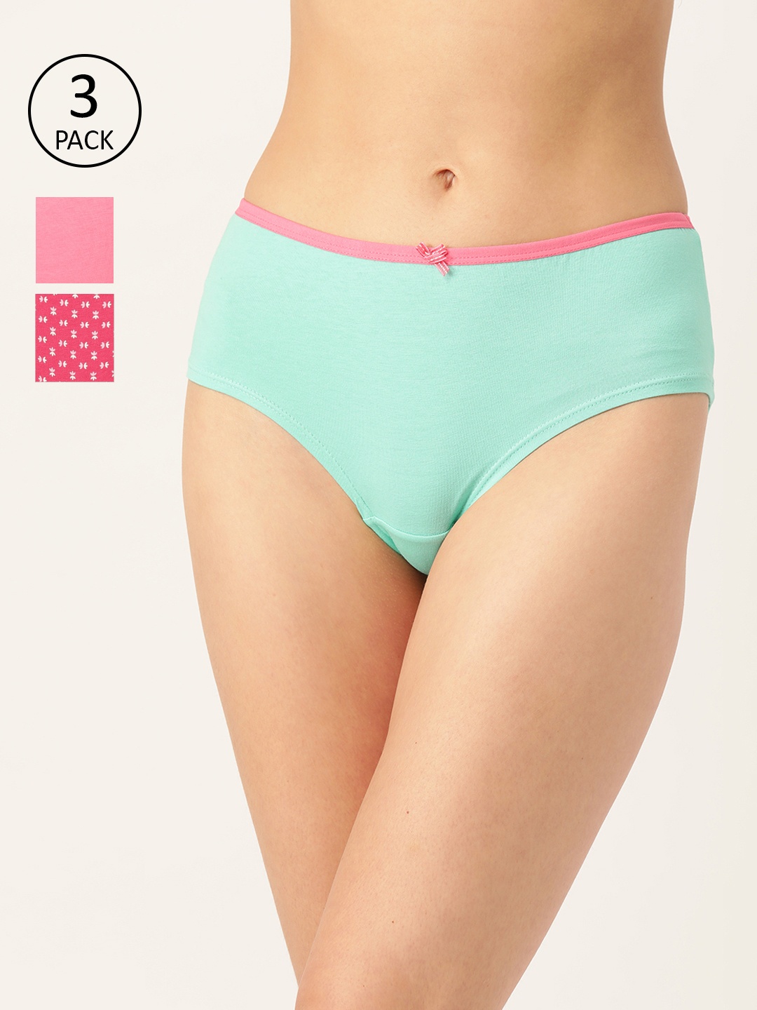 

Leading Lady Women Pack of 3 Mid-Rise Hipster Briefs, Pink