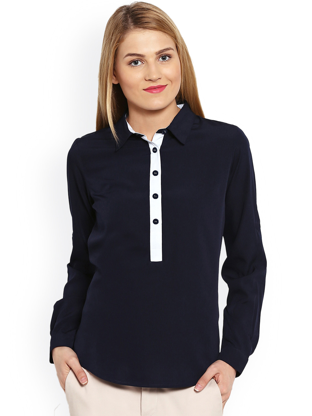 

PURYS Navy Crepe Shirt, Navy blue