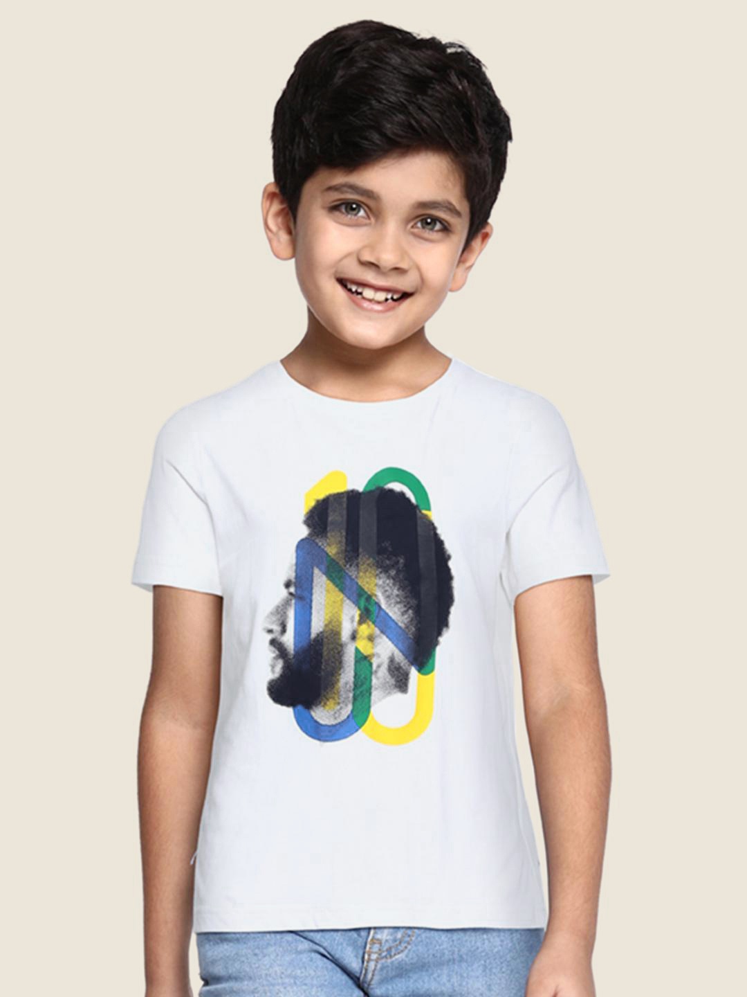 

Puma Boys White Neymar Printed Pure Cotton T-shirt