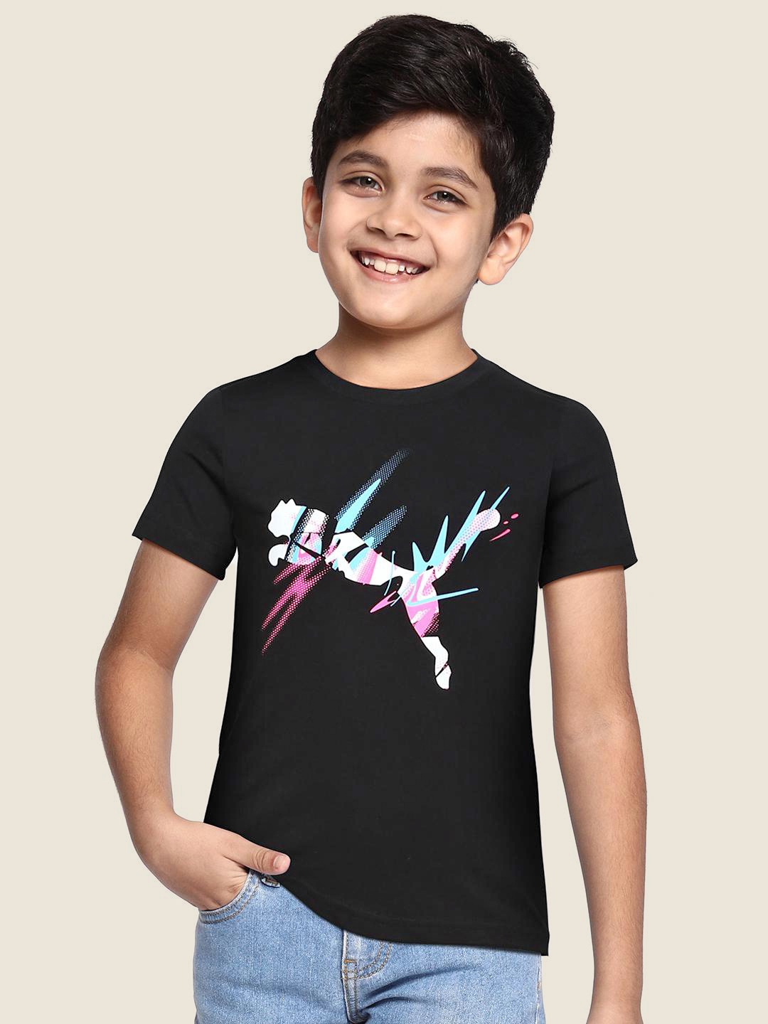

Puma Boys Black Printed Pure Cotton T-shirt