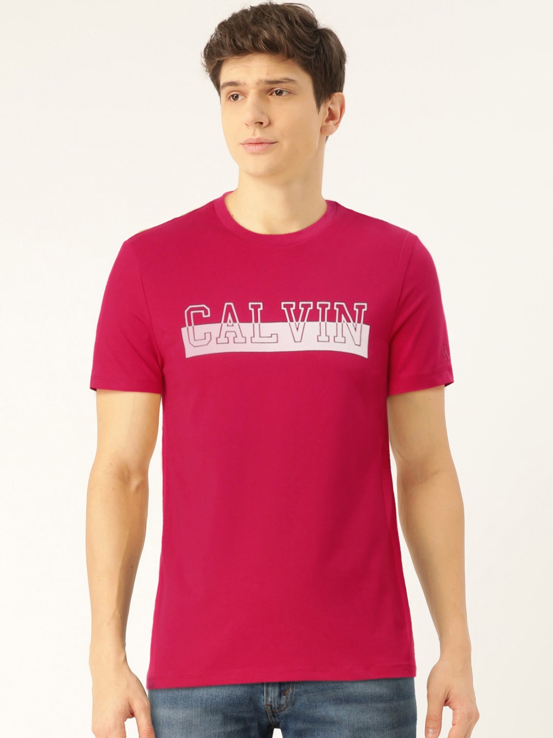 

Calvin Klein Jeans Men Pink Printed Round Neck T-shirt