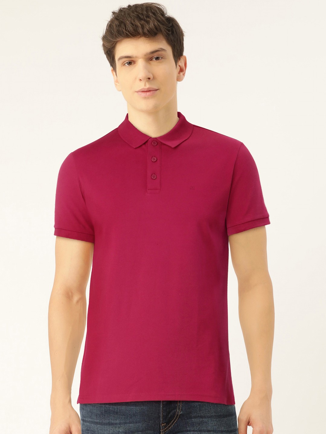 

Calvin Klein Jeans Men Fuchsia Solid Polo Collar T-shirt