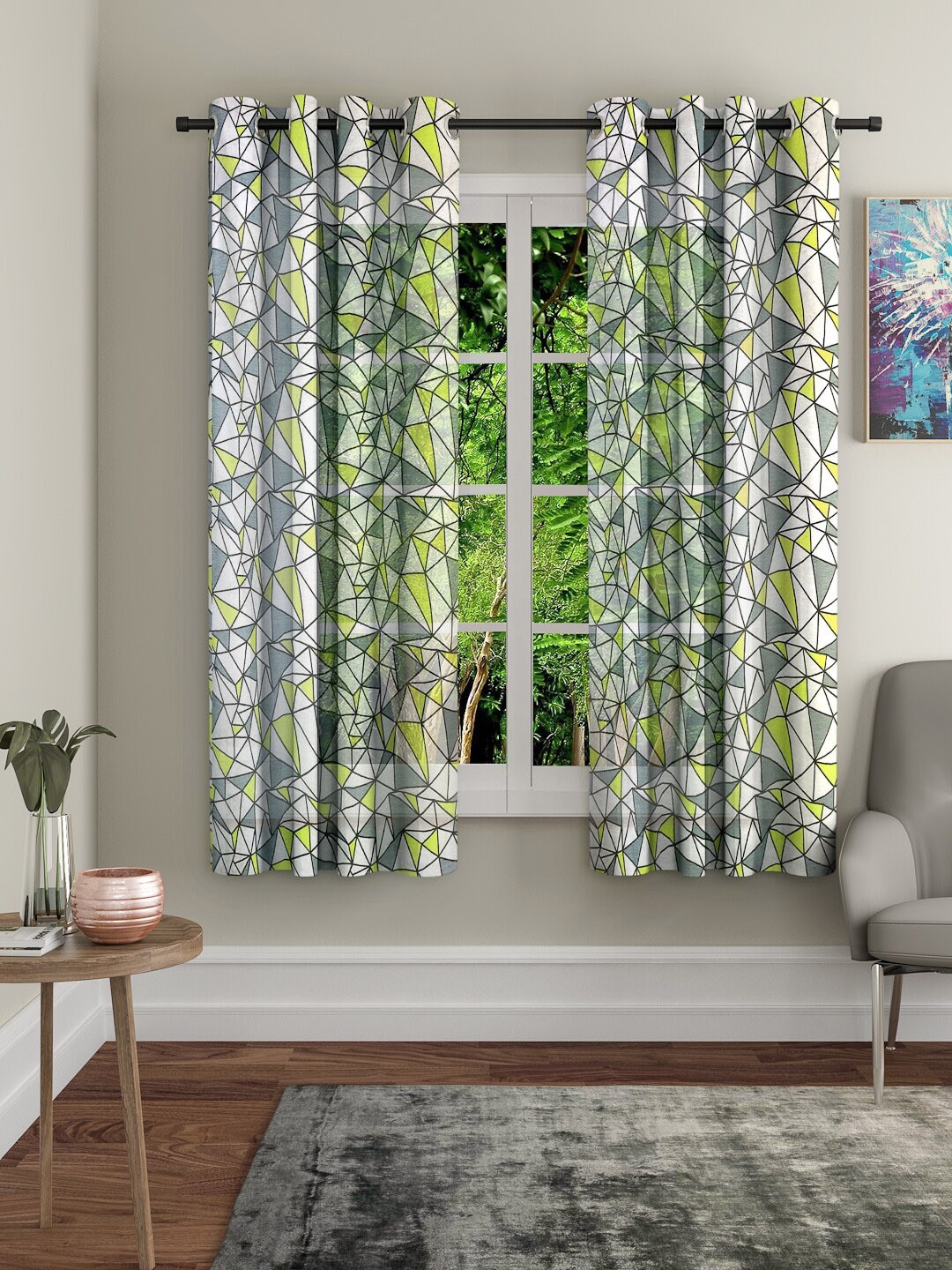 

Cortina Fluorescent Green & Grey Set of 2 Curtains