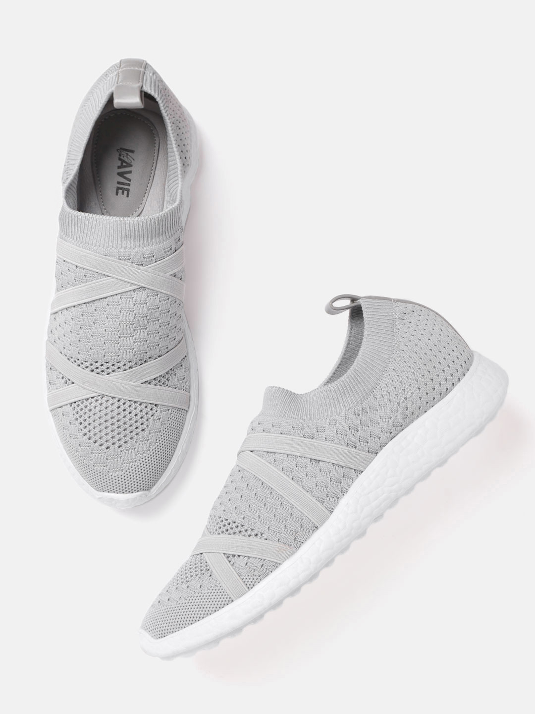 

Lavie Women Grey Woven Design Slip-on Sneakers