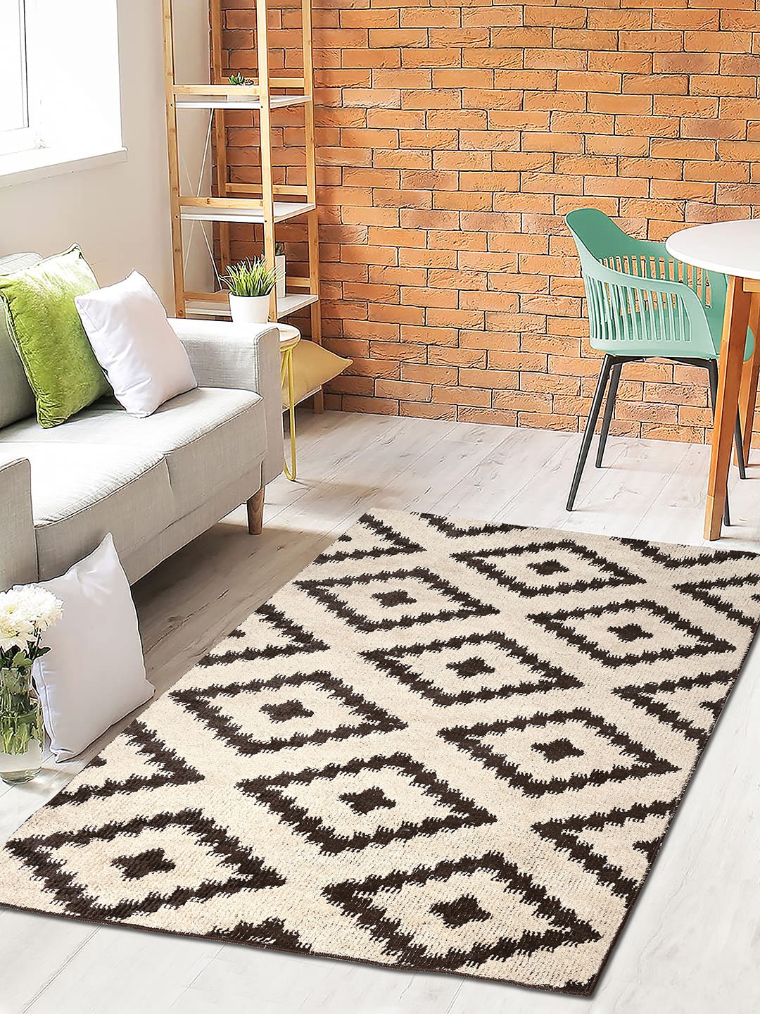 

Saral Home Brown & Beige Traditional Anti-Skid Carpet
