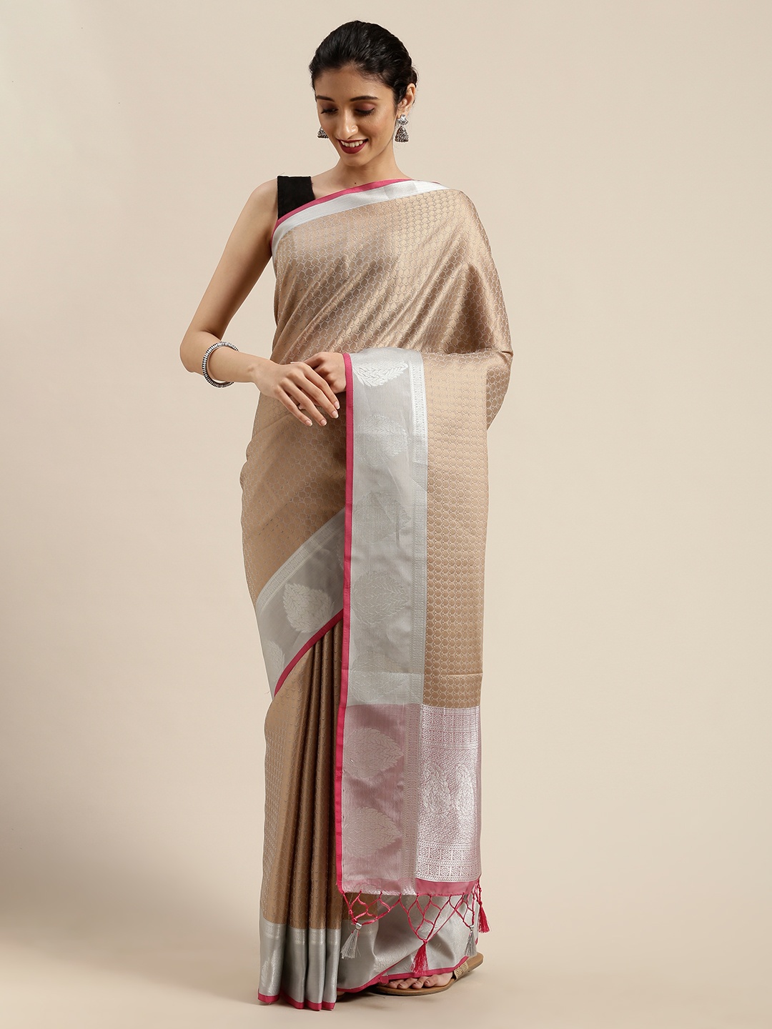 

MIMOSA Taupe & Golden Art Silk Woven Design Banarasi Saree