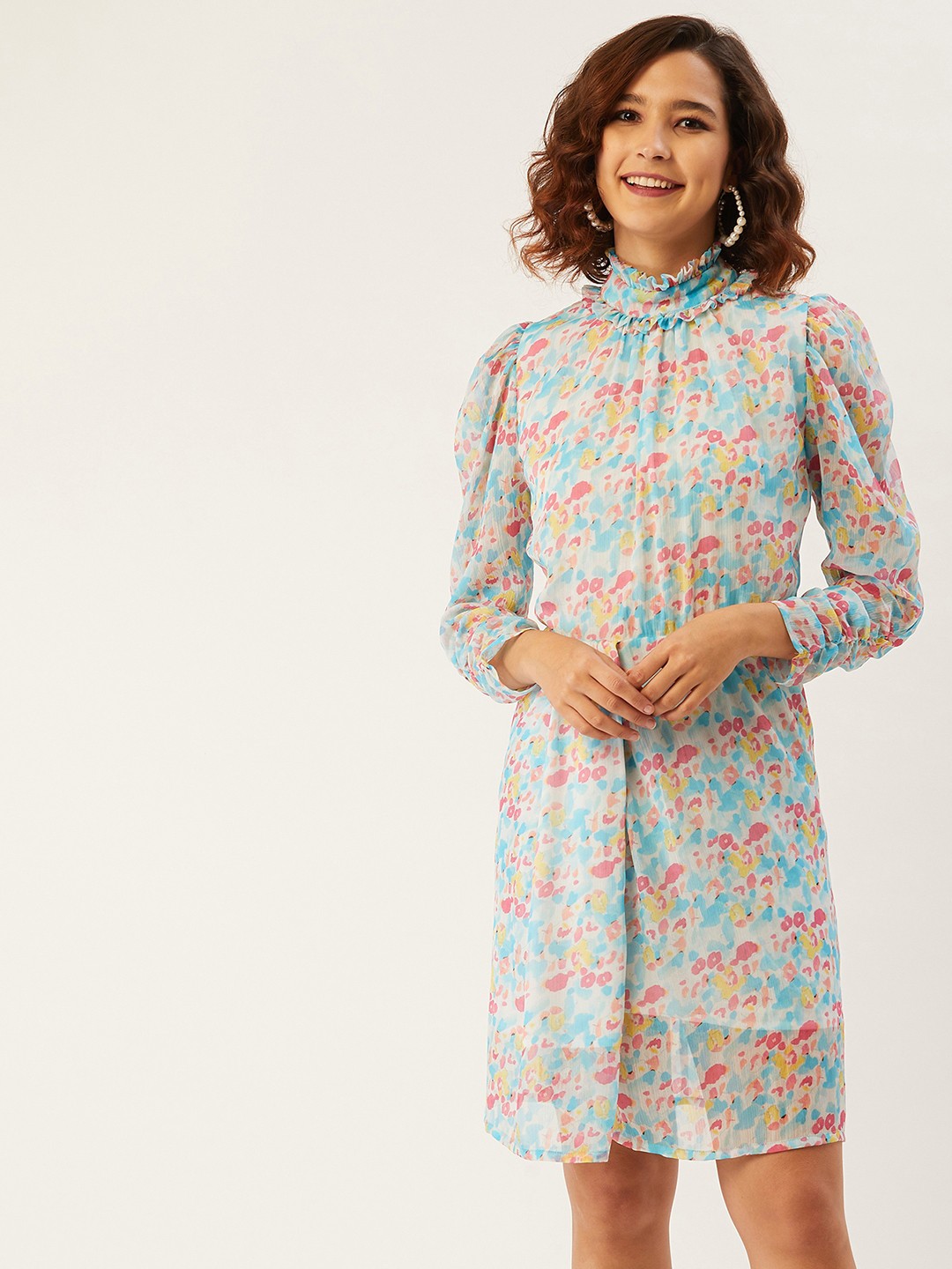 

ANVI Be Yourself Women White Printed Shirt Dress
