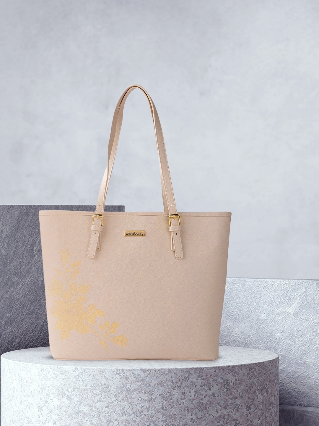 

DressBerry Cream -Coloured & Yellow Floral Textured Shoulder Bag