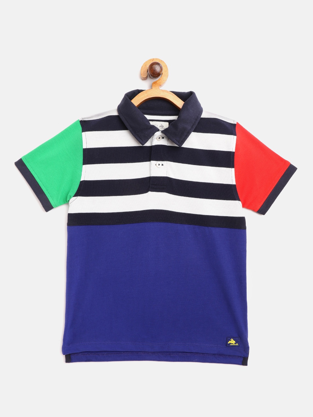 

Cherry Crumble Boys Blue & White Striped Polo Collar T-shirt