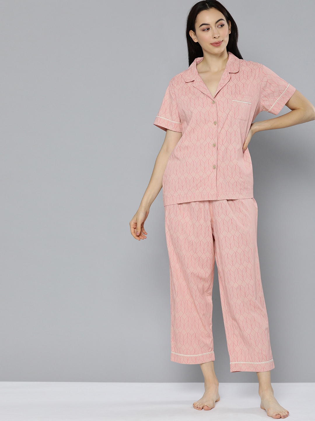 

Chemistry Women Pink & Beige Printed Night suit