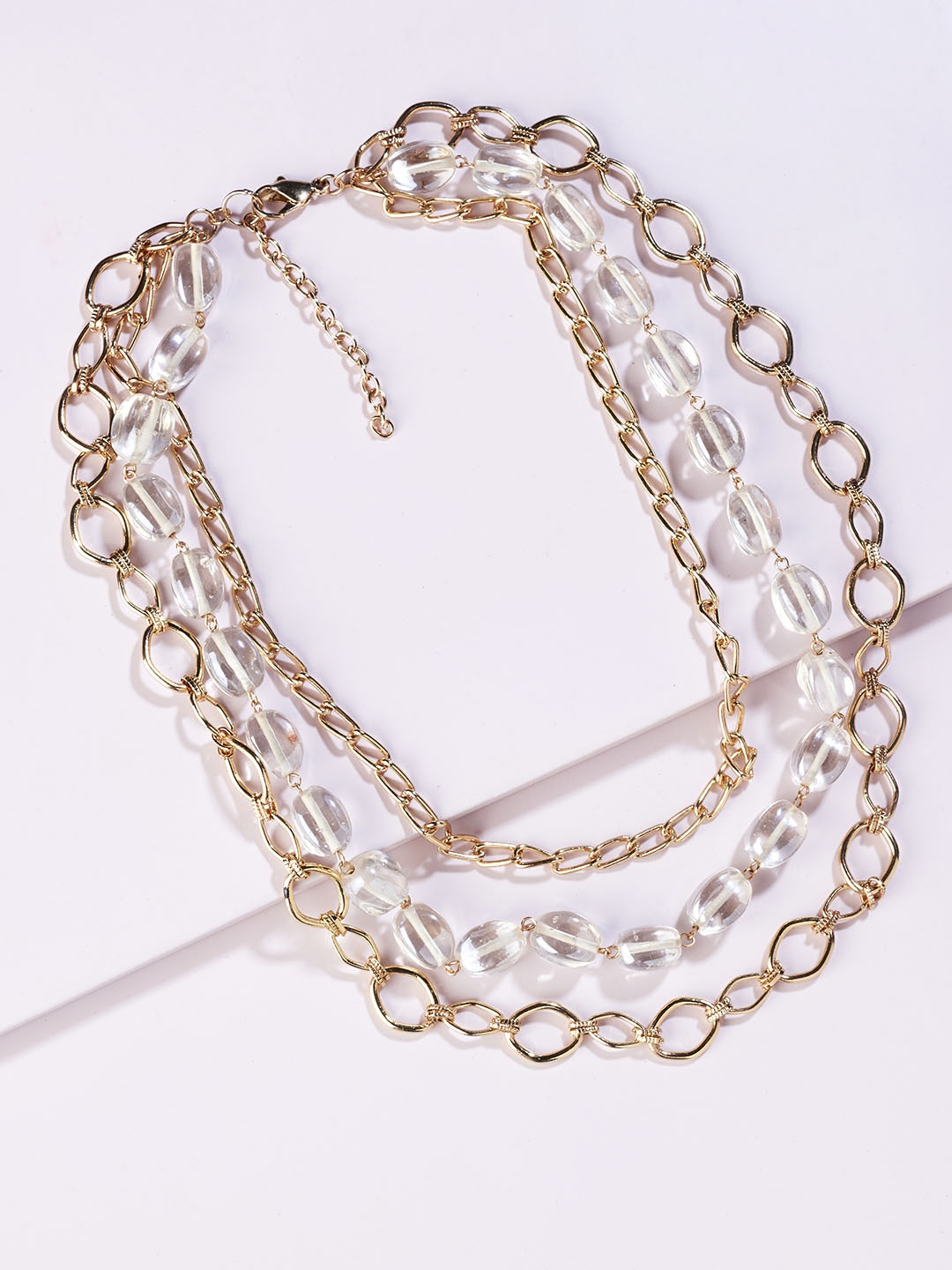

Runway Ritual Gold-Toned & Transparent Metal Gold-Plated Layered Necklace