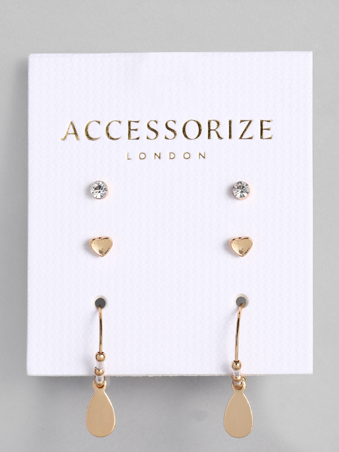 

Accessorize London Women Set Of 3 Gold Heart Hoop Earring