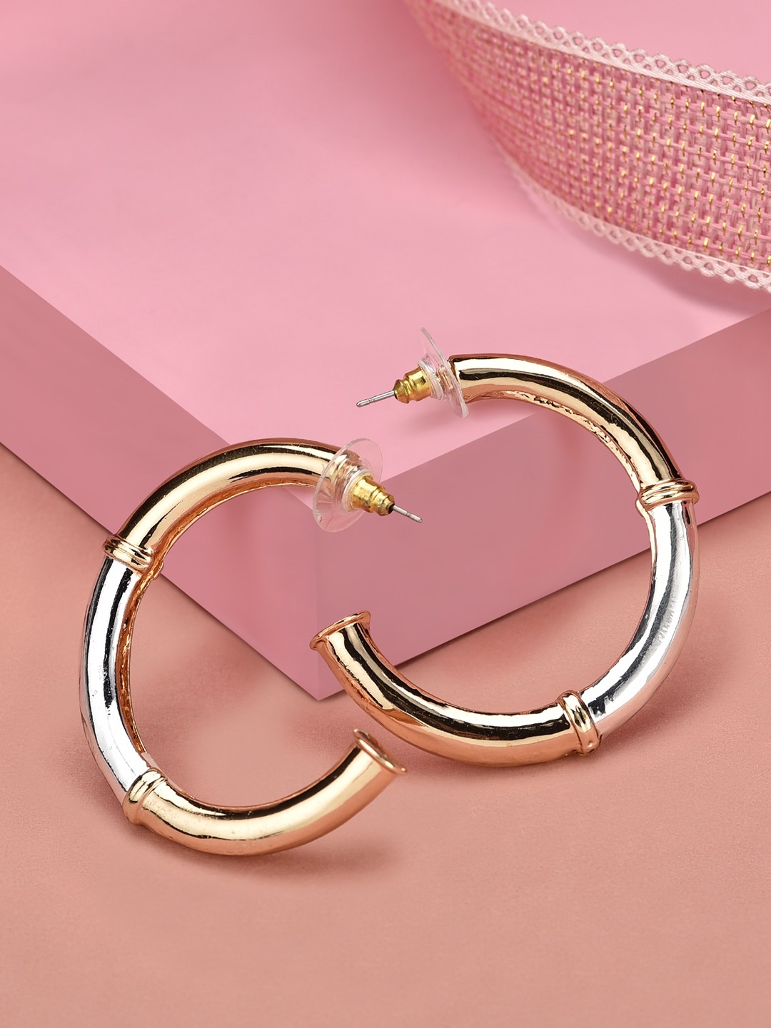 

Accessorize Gold-Toned & Silver-Toned Geometric Half Hoop Earrings