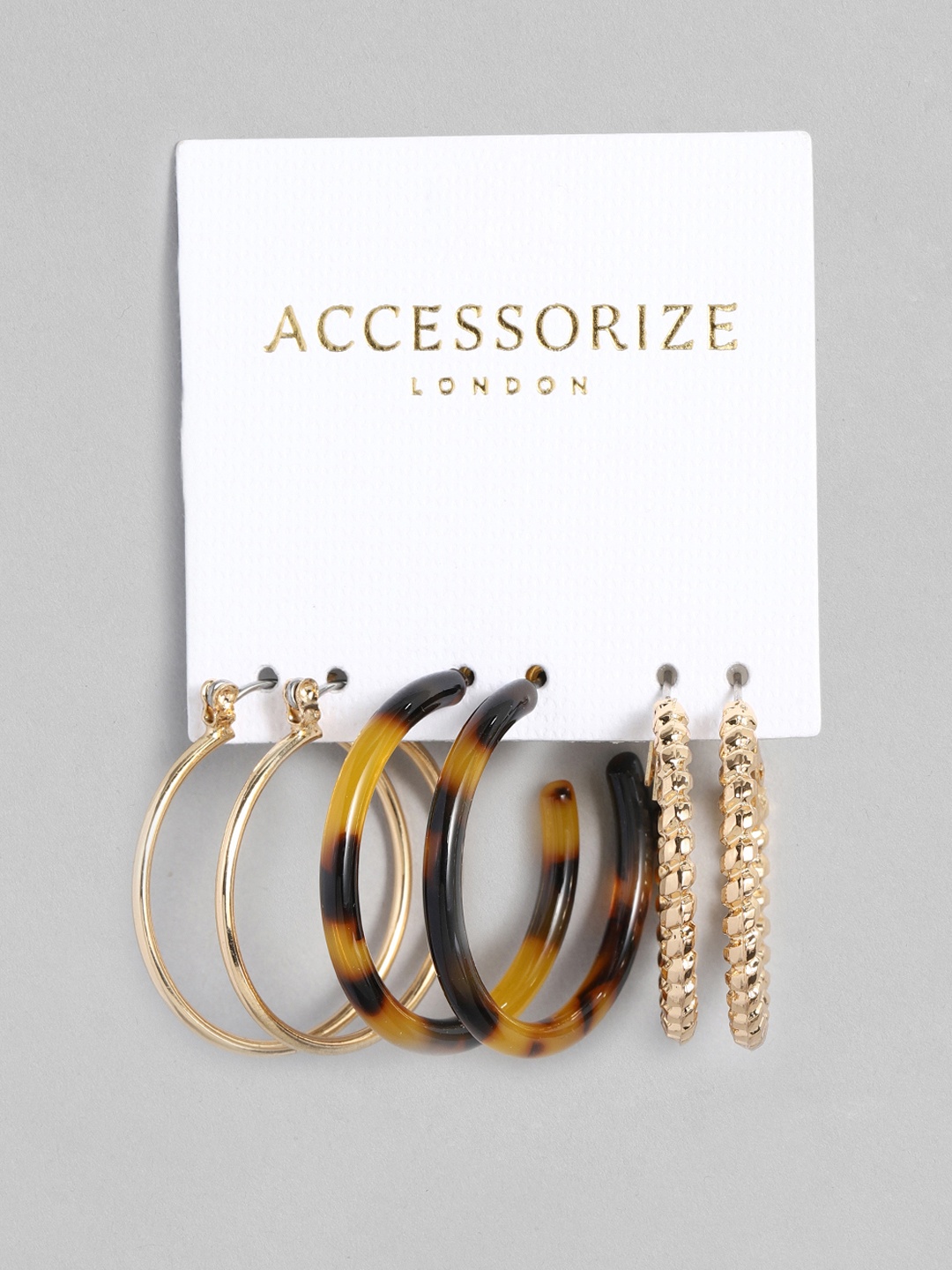 

Accessorize Set Of 3 Geometric Hoop Earrings, Gold