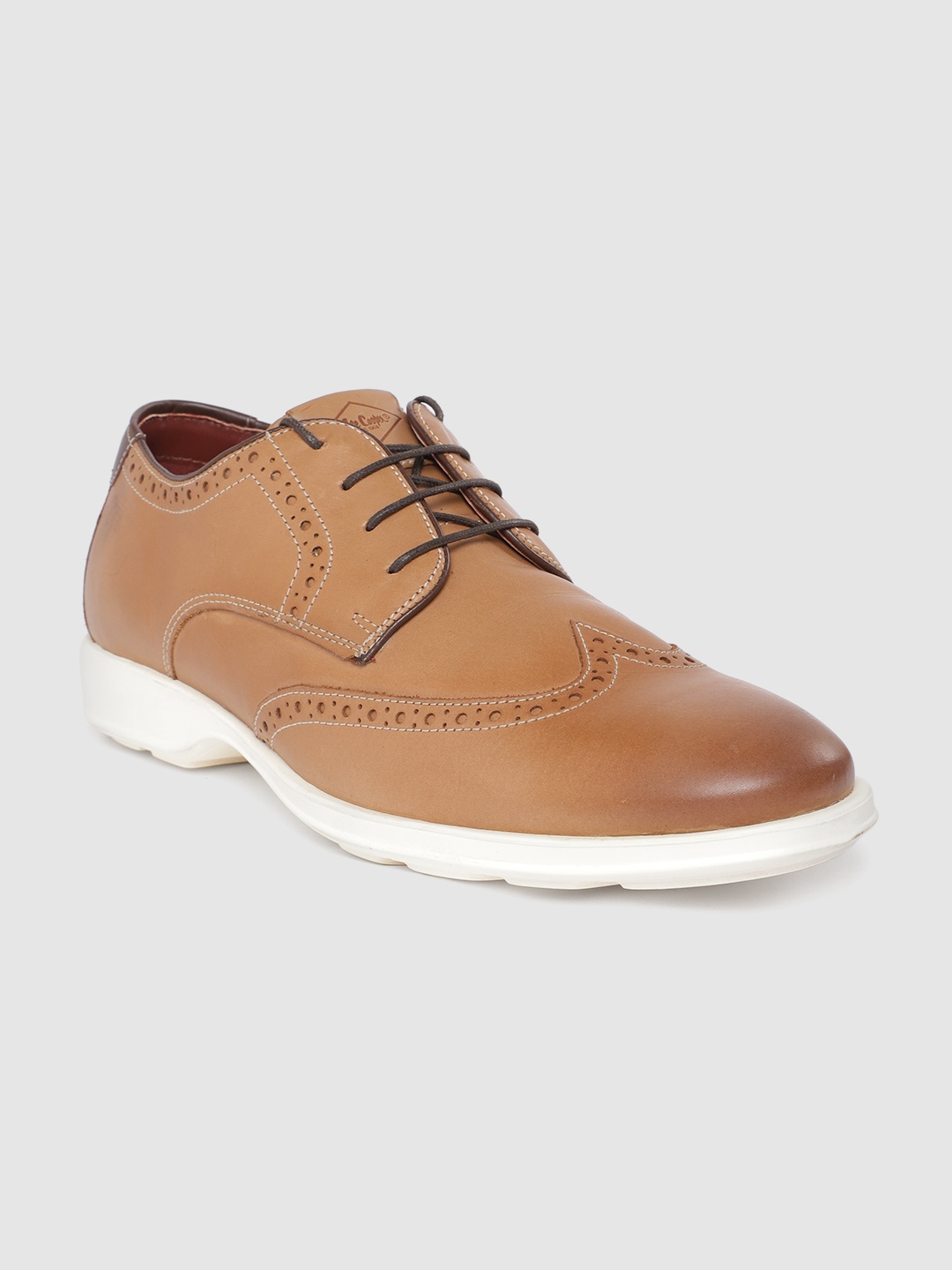 

Lee Cooper Men Textured Leather Brogues, Tan