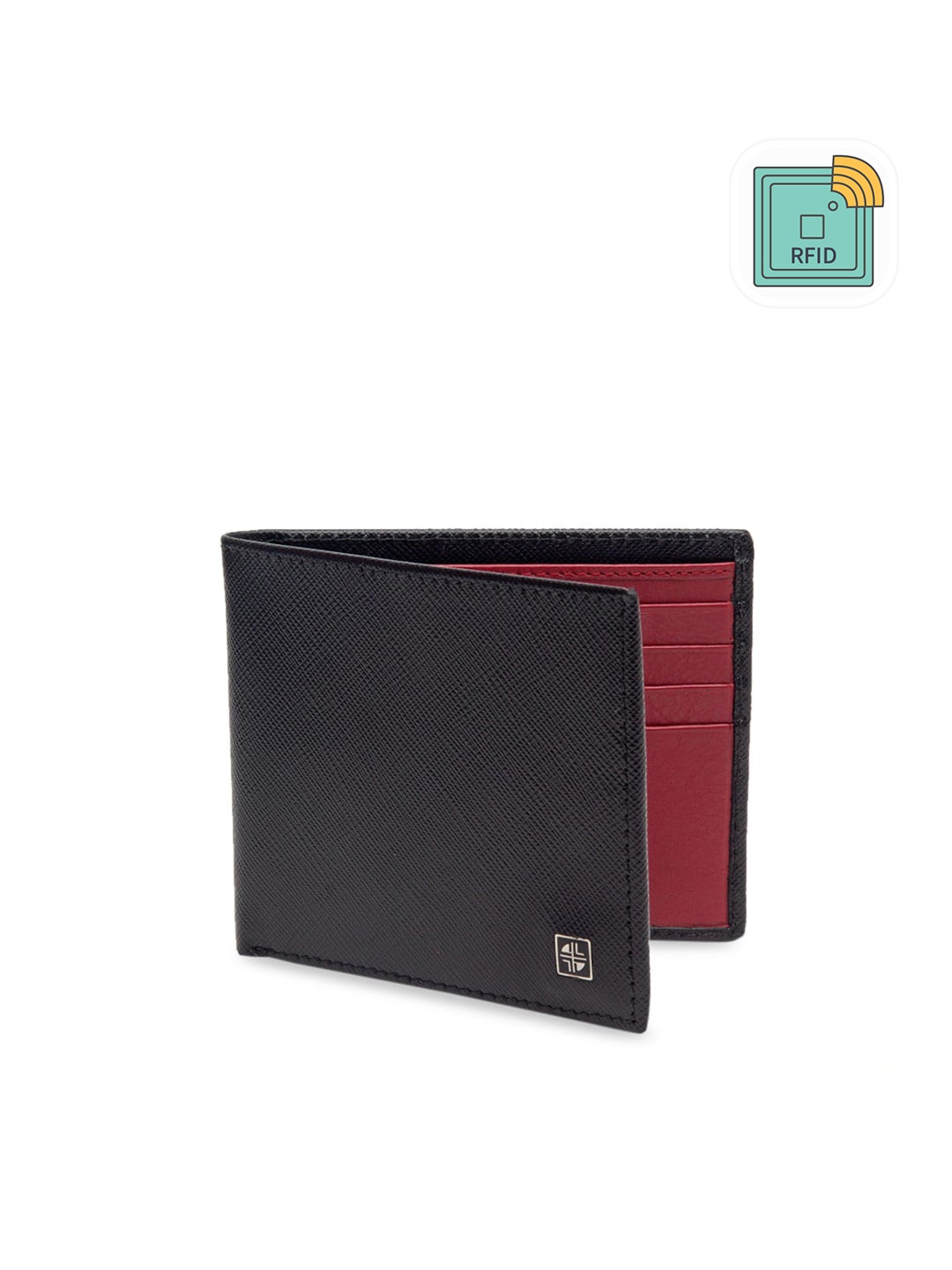

Carlton London Men Black & Red RFID Leather Two Fold Wallet