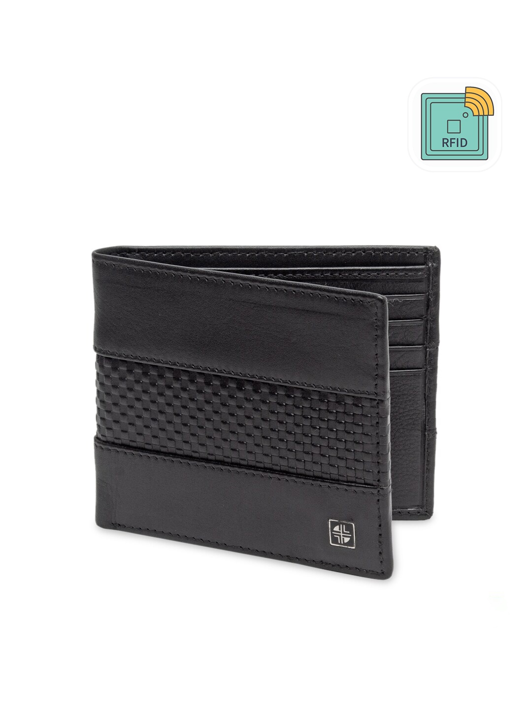 

Carlton London Men Black RFID Leather Two Fold Wallet