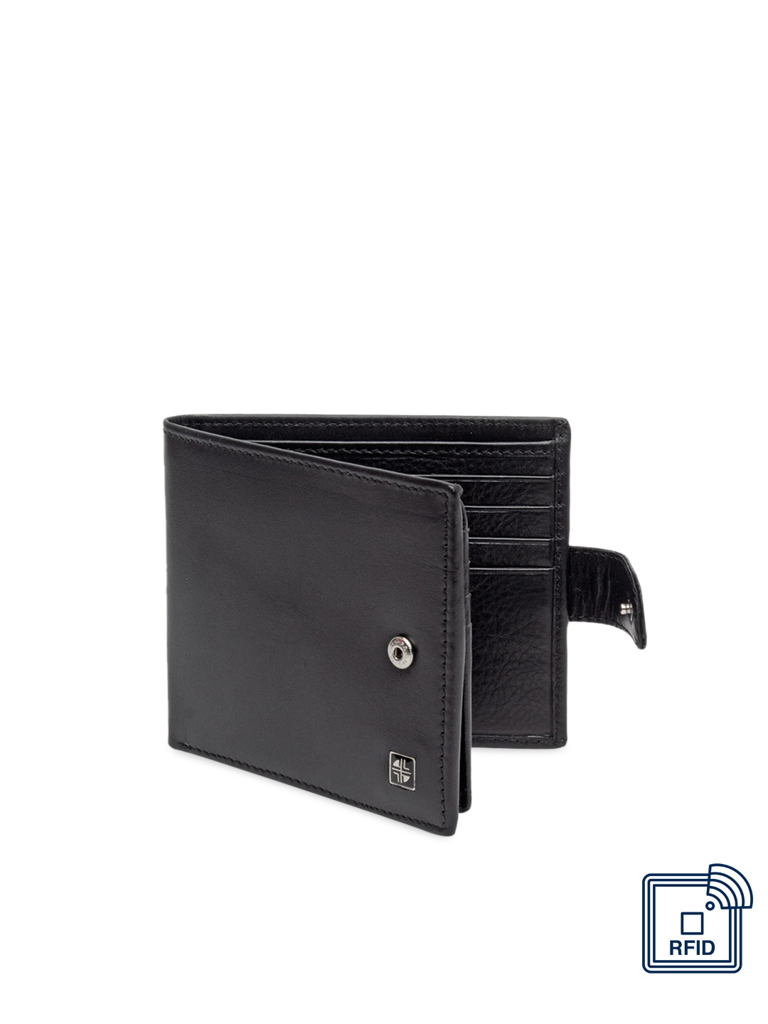 

Carlton London Men Black Solid RFID Leather Two Fold Wallet