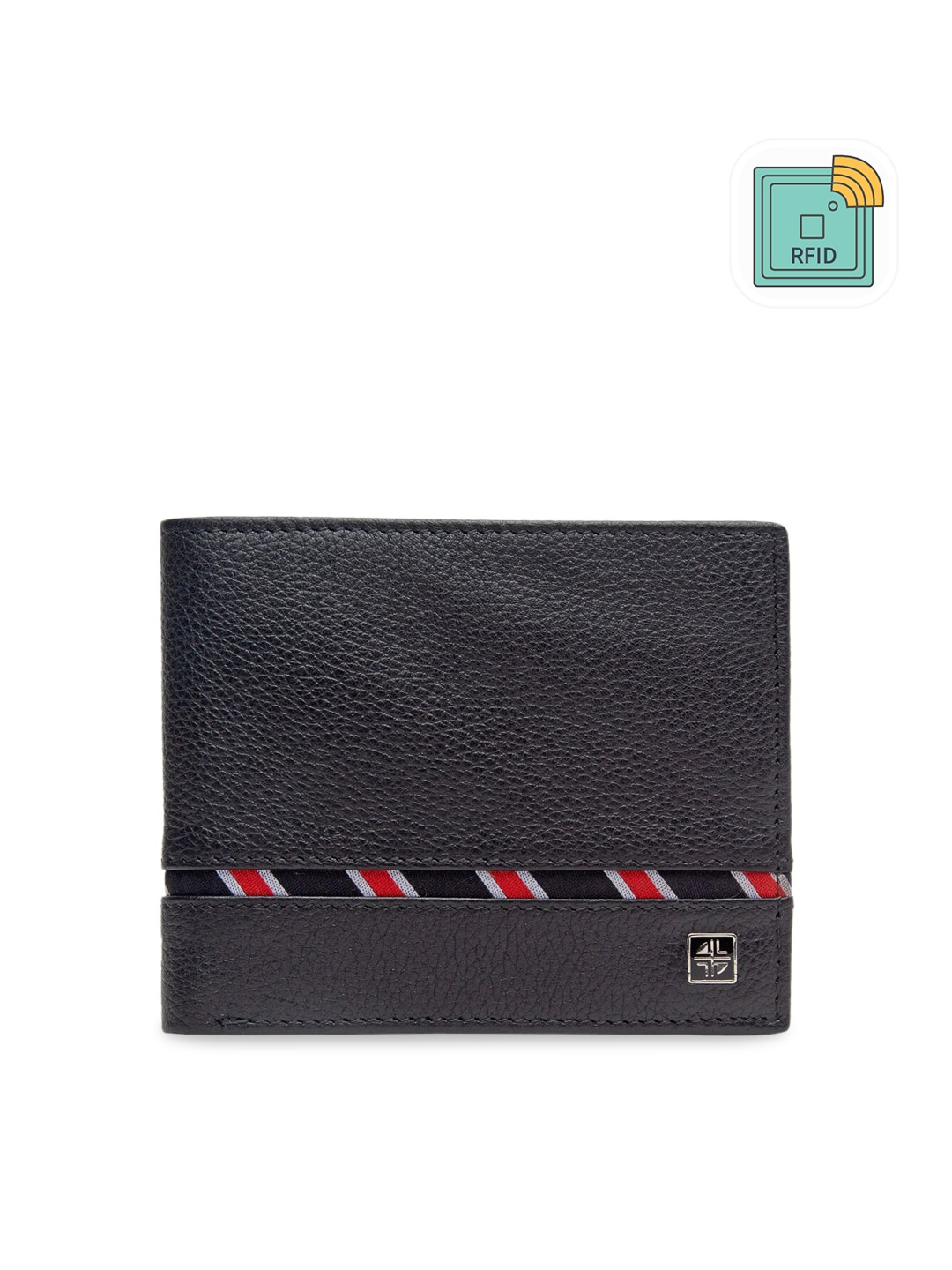 

Carlton London Men Black RFID Leather Two Fold Wallet