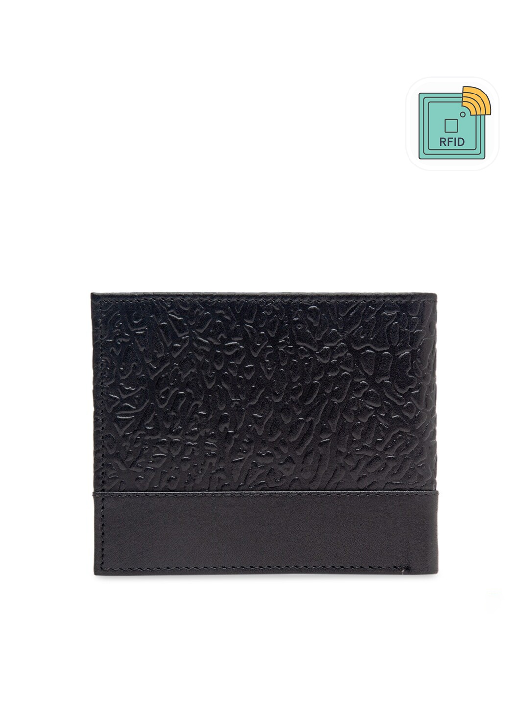 

Carlton London Men Black & Grey RFID Leather Two Fold Wallet