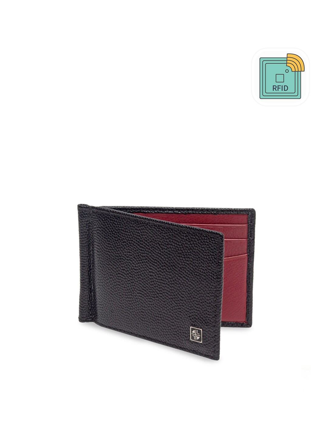 

Carlton London Men Black Solid Leather Money Clip