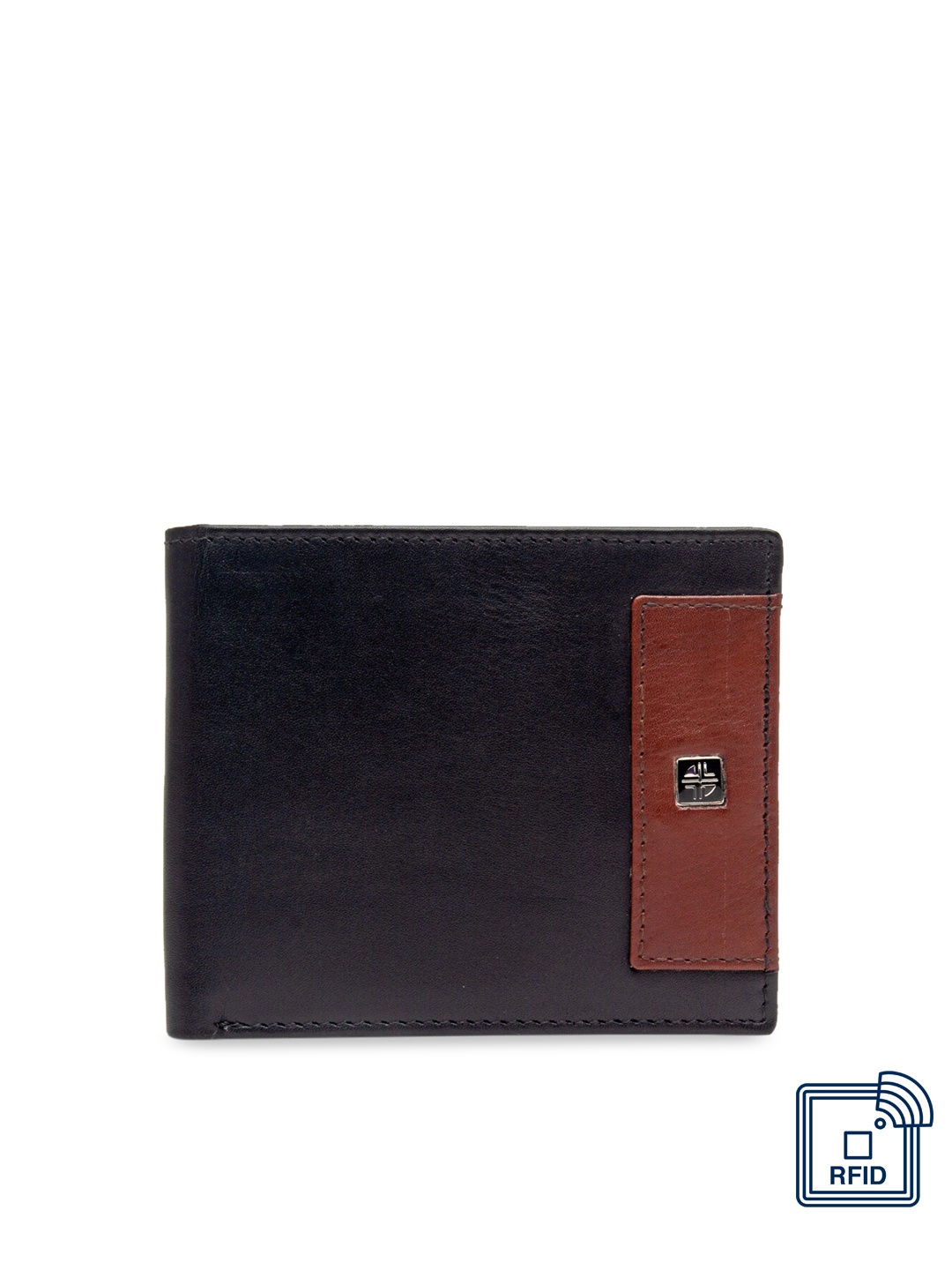 

Carlton London Men Black & Brown RFID Leather Two Fold Wallet
