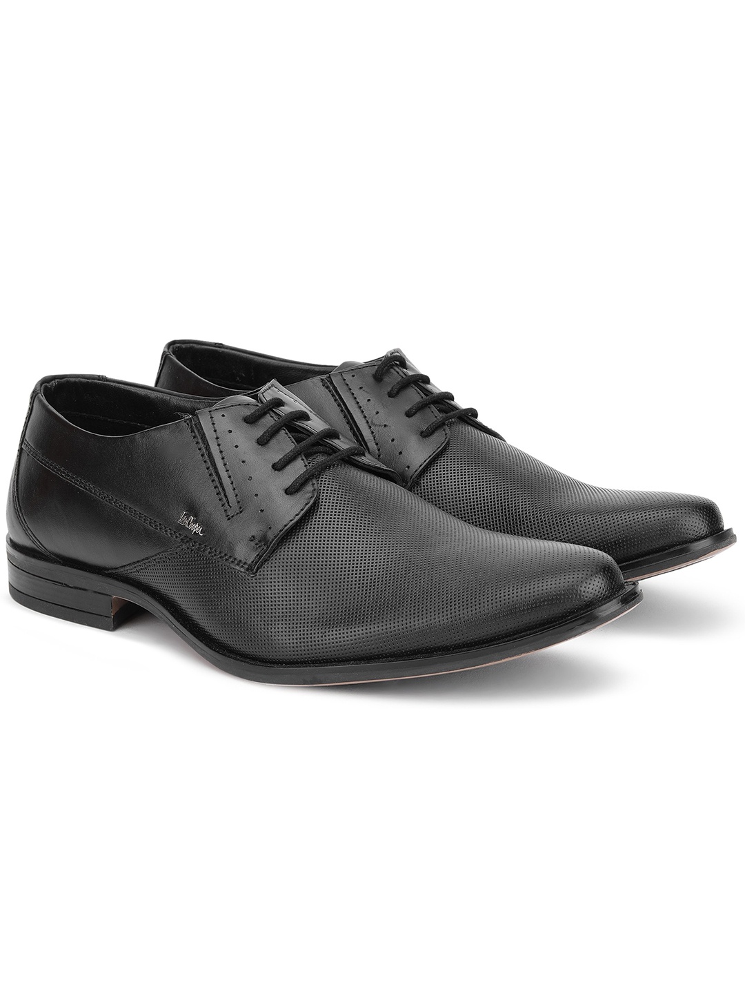 

Lee Cooper Men Black Textured Leather Formal Slip-On Shoes