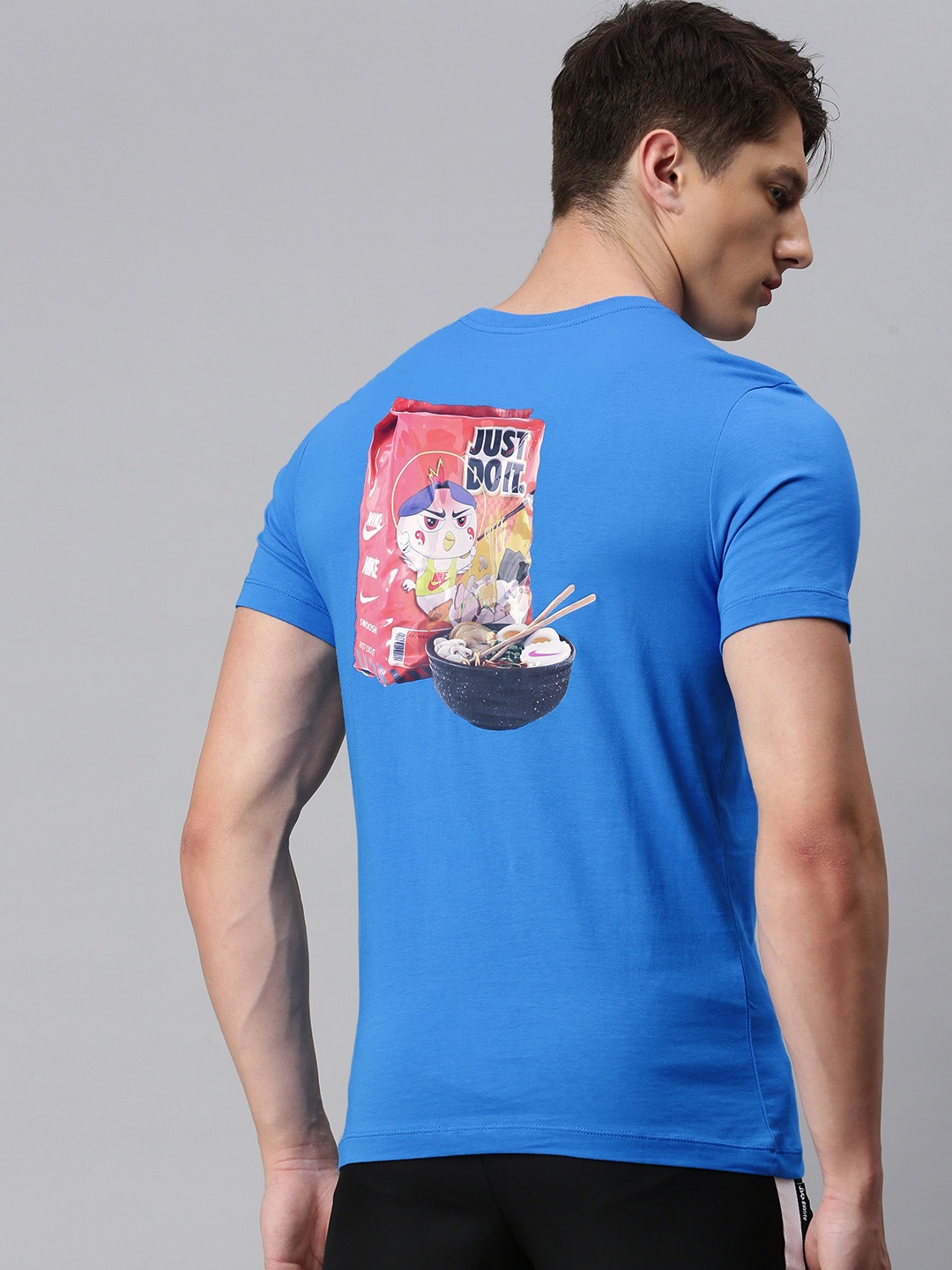 

Nike Men Blue Printed FOOD RAMEN JDI Round Neck Pure Cotton T-shirt