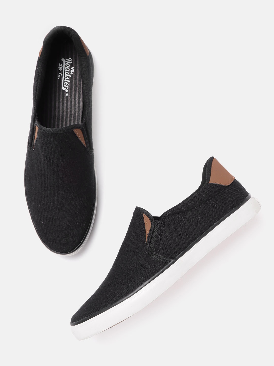 

Roadster Men Black Slip-On Sneakers