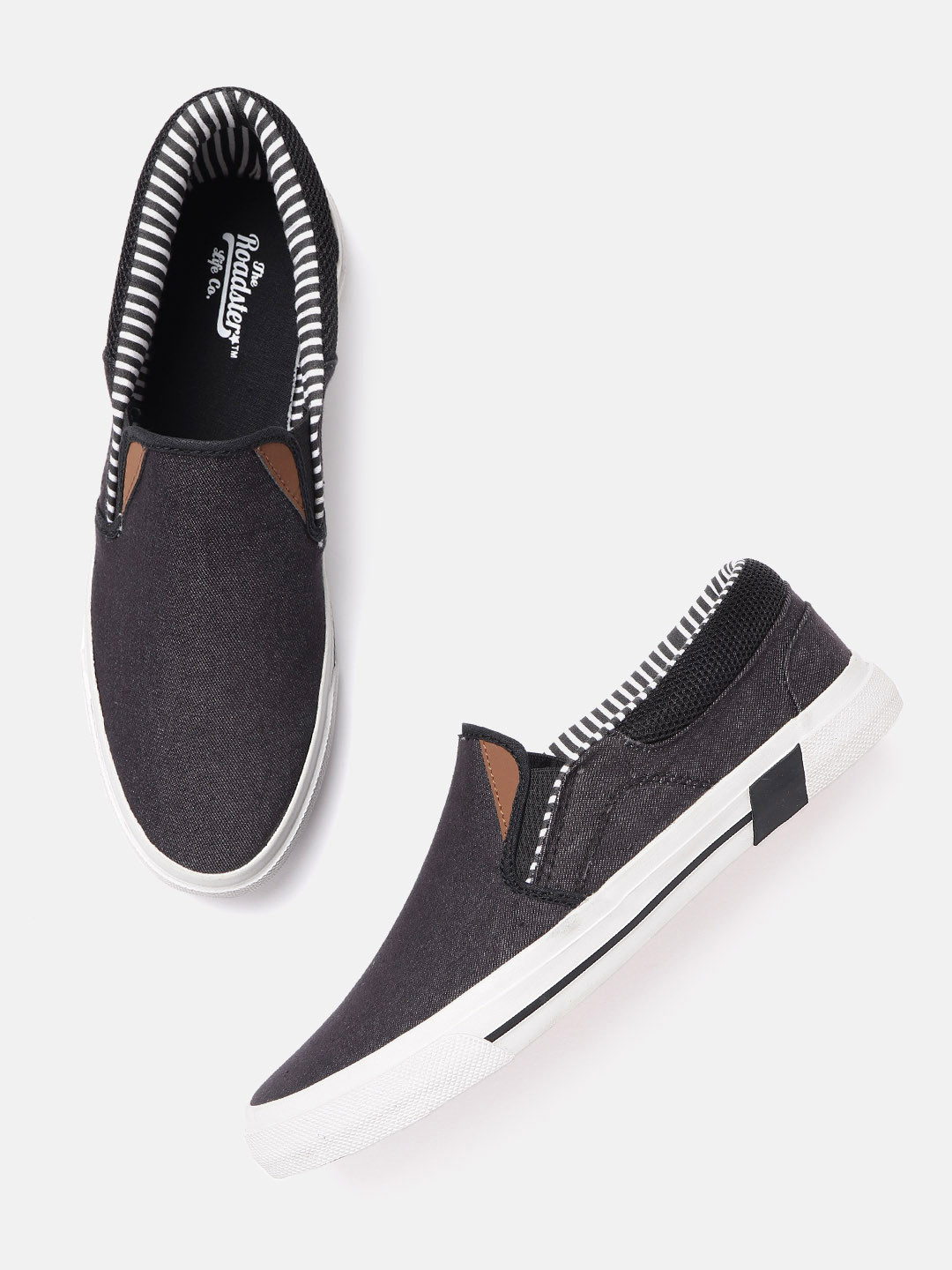 

Roadster Men Charcoal Grey Slip-On Sneakers