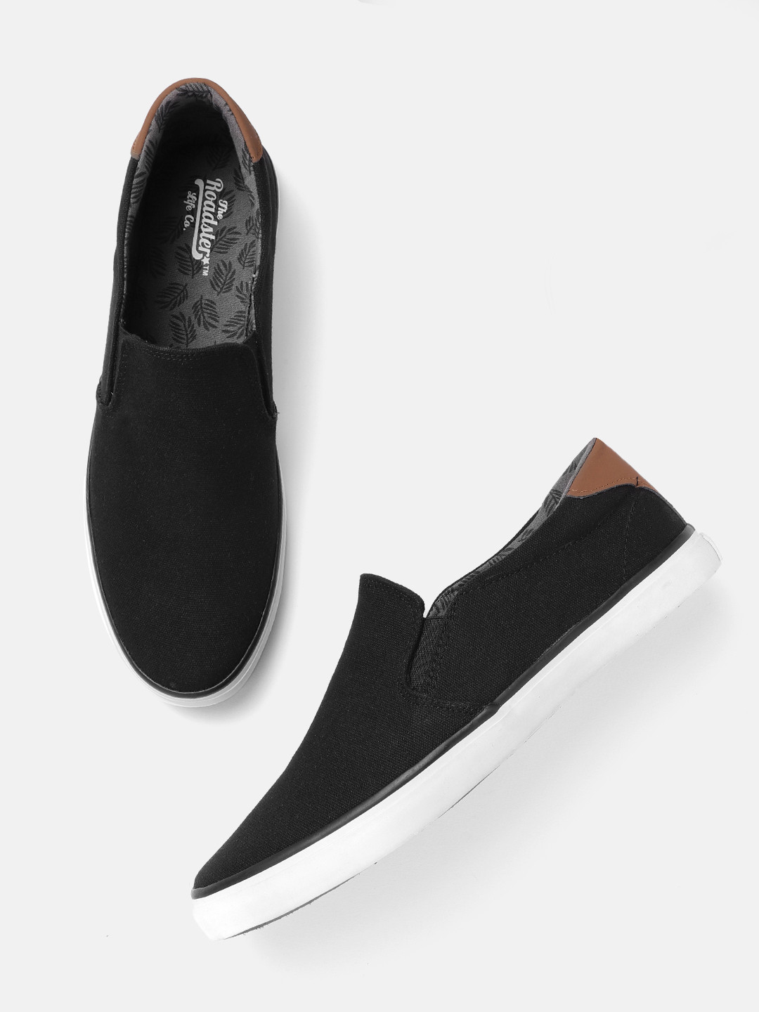 

Roadster Men Black Slip-On Sneakers
