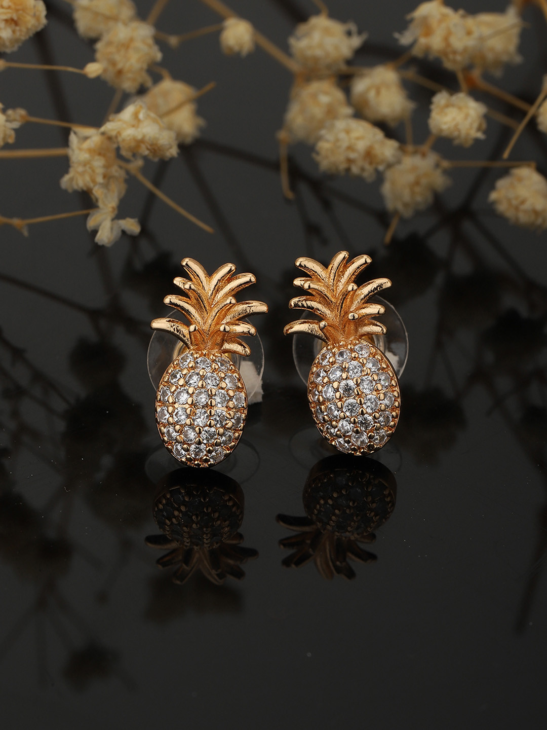 

Carlton London Gold-Plated Pineapple Shaped CZ-Studs