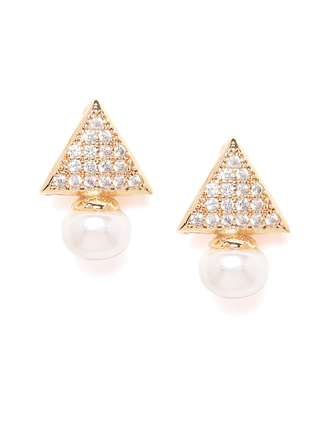 

Carlton London White Gold-Plated Triangular CZ-Studs