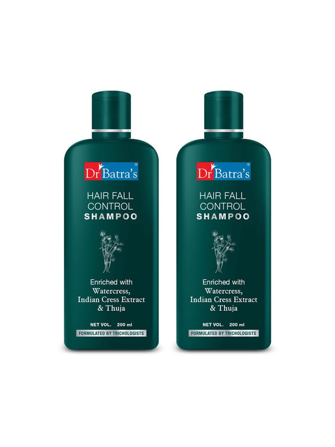 

Dr. Batras Set Of 2 Hair Fall Control Shampoo Enriched With Thuja & Watercress- 200ml Each, White